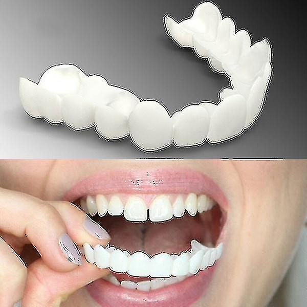 2 Pares Dentaduras Postizas Reales Dientes Cosméticas Dientes Postizos  Temporales Ajuste Cómodo Carillas Dentales Superiores y Inferiores Kit