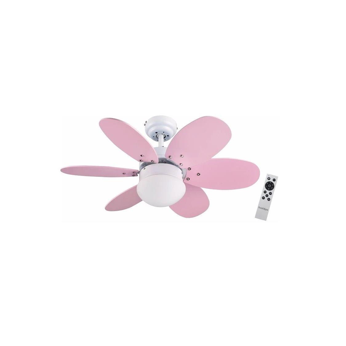 Bastilipo - Ventilador de techo ALGARVE DC de 75 cm con luz LED integrada, mando a distancia y giro reversible, blanco, 85 W, 38 dB