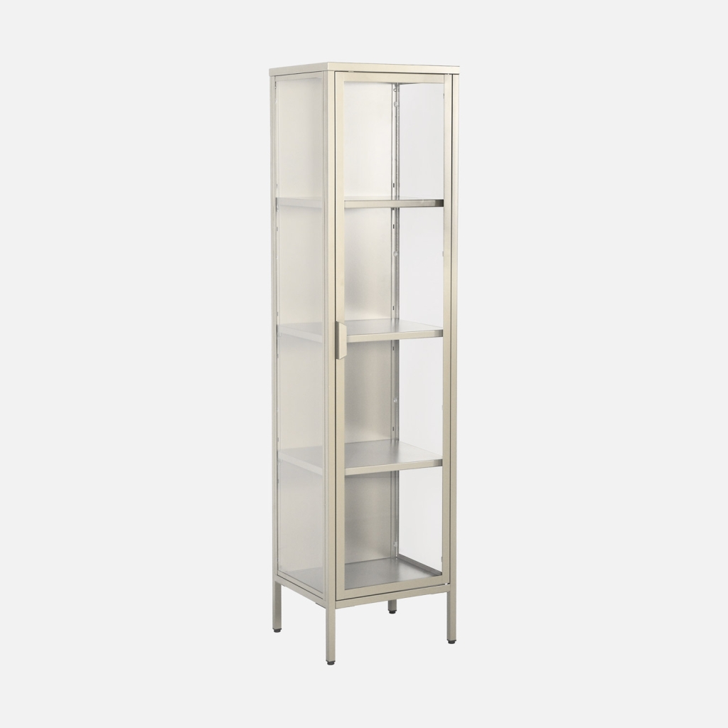 sweeek - Estantería de acero y vidrio templado, 1 puerta, 160 cm , Arkansas , 40x35x160