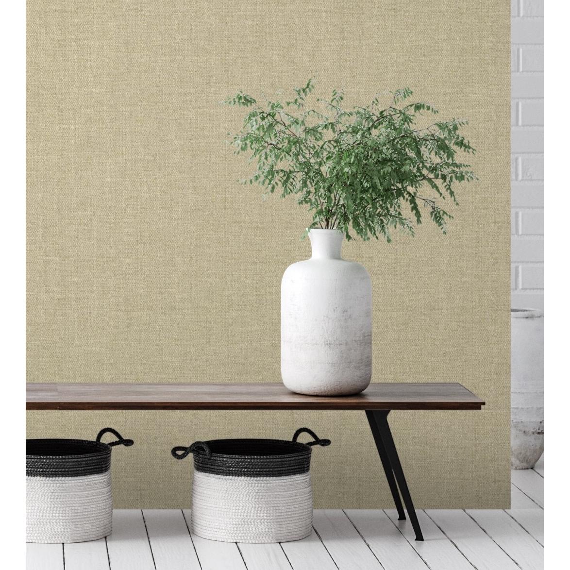 Papel pintado vinílico efecto fibra vegetal de yute con textura en relieve - Cairo 681177 de GAULAN - Rollo de 10 m x 1,06 m