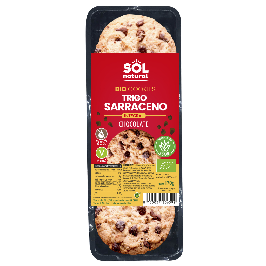 Cookies de trigo sarraceno y chocolate Bio Sol Natural