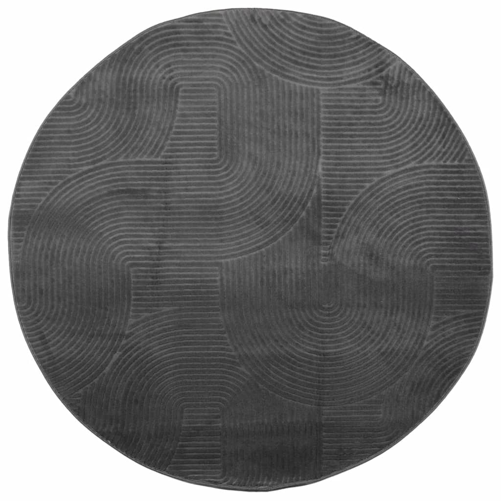 Vidaxl Alfombra Pelo Corto Escandinava IZA Ø 200 Cm Antracita Crema Gris
