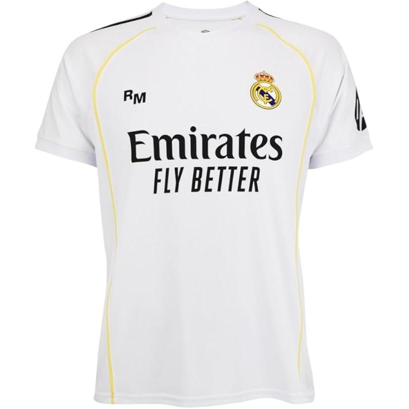 Real Madrid - Camiseta Primera Equipación Temporada 25/26, Blanca, Tamaño Adulto, Replica con Licencia Oficial- Dorsal liso