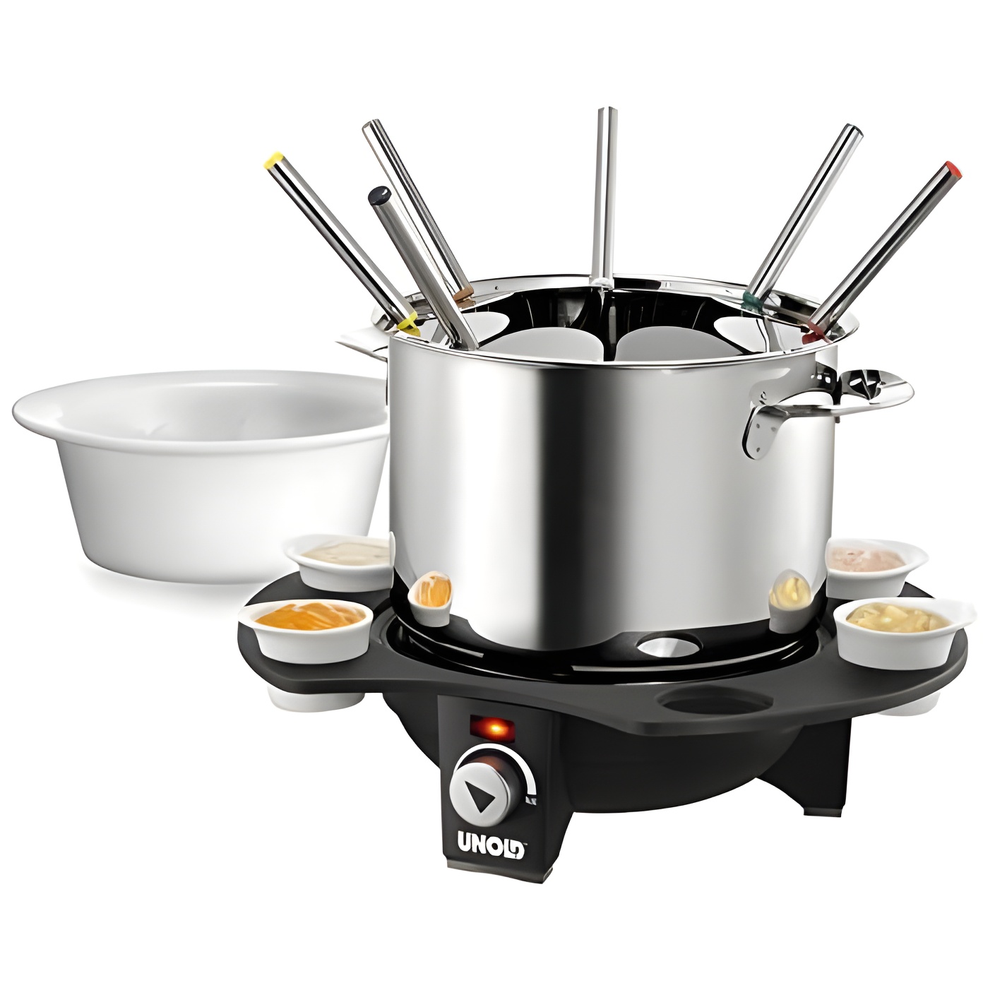 Unold Élégance - Juego de Fondue Eléctrica 1000W - Fondue de Queso y Chocolate