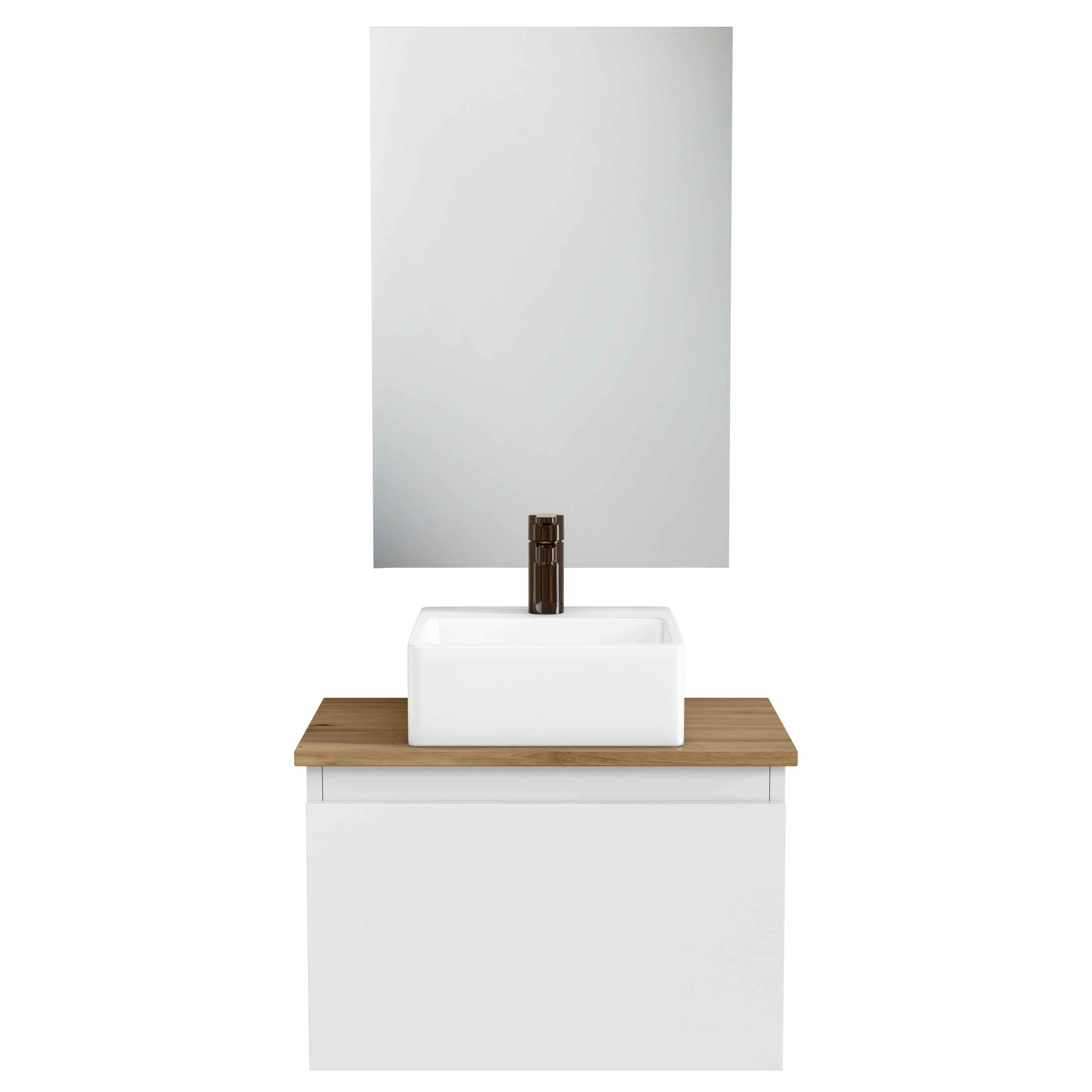 BELLOBATH - Mueble de baño suspendido con lavabo de cerámica y espejo, Mueble con puerta abatible, 50 x 32 x 30 cm