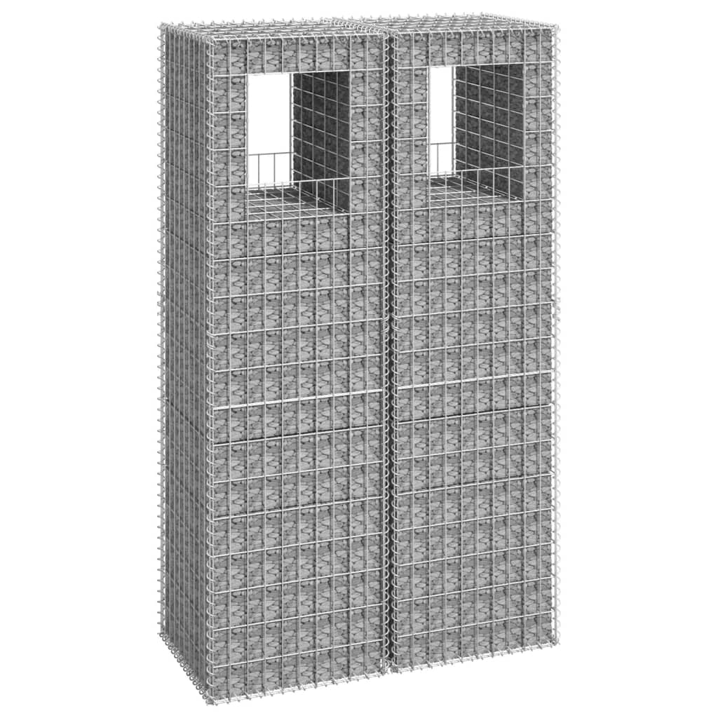 vidaXL Cestas Postes de Gaviones Hierro Patio Jardín Jardinera (2 unidades) Dimensiones 40 x 40 x 60 cm,  40 x 40 x 100 cm,  50 x 50 x 60 cm y mas