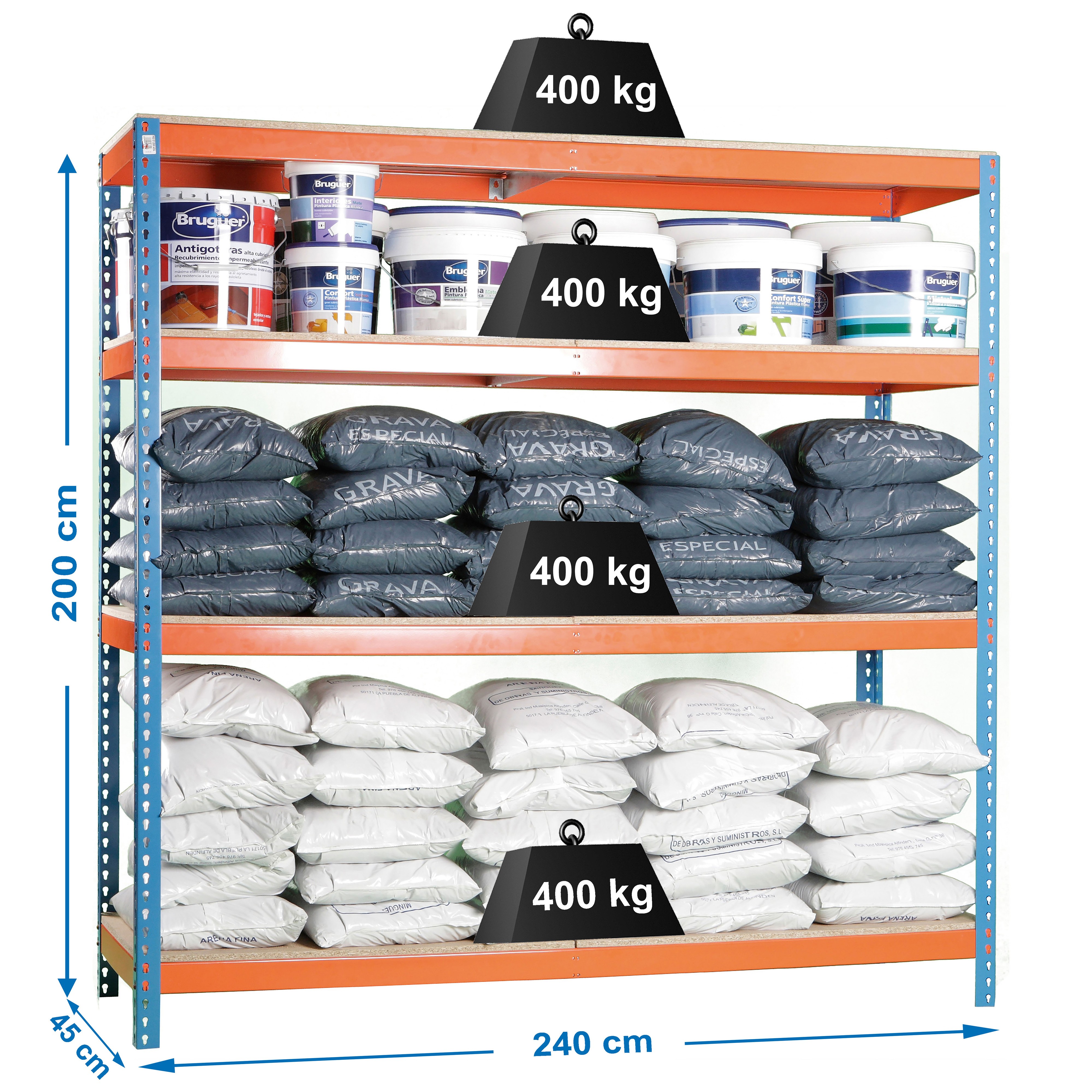 Estantería SIMONRACK Simonforte 2404-4 chipboard azul/naranja/mader