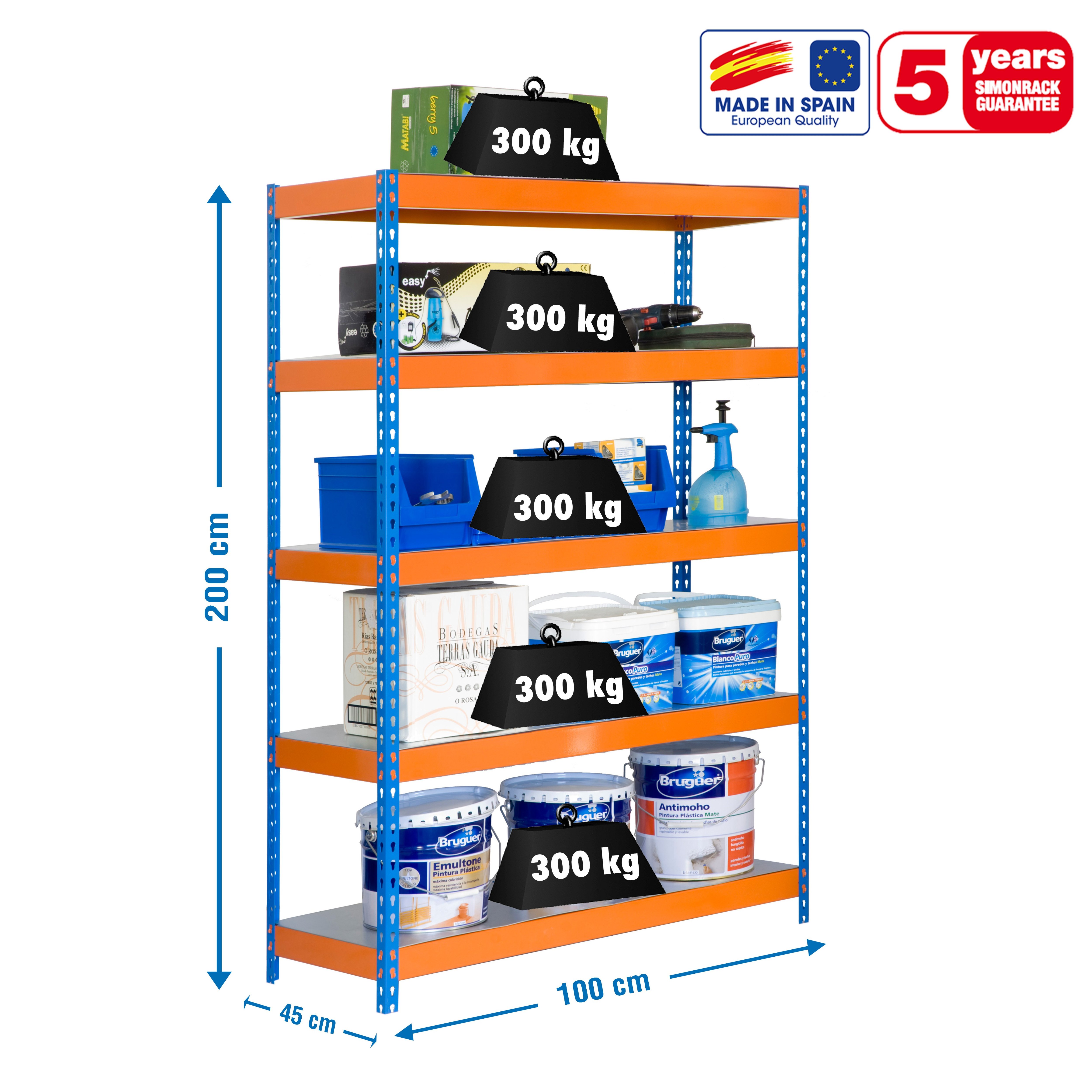 Estantería SIMONRACK Bricoforte 1004-5 metal azul/naranja/galva