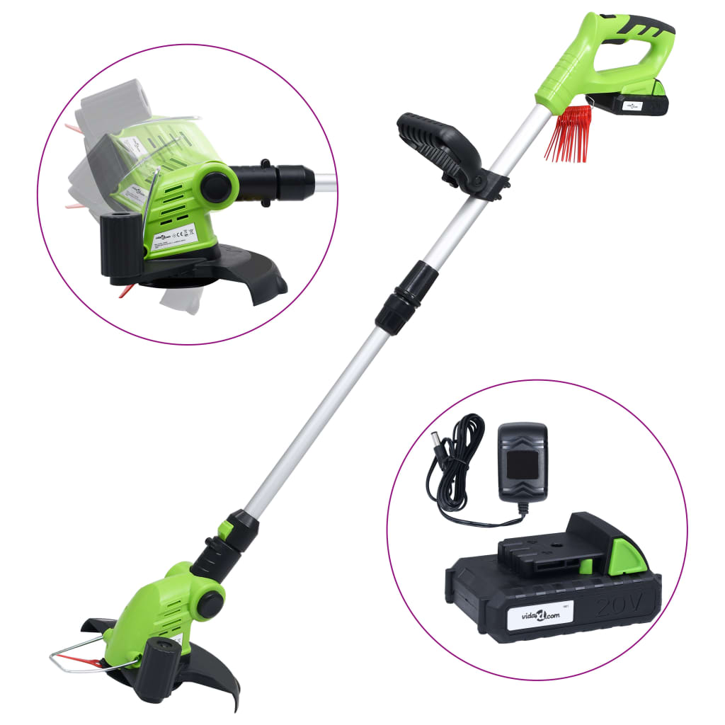 vidaXL Desbrozadora inalámbrica con batería de ion-litio 20V 1500mAh