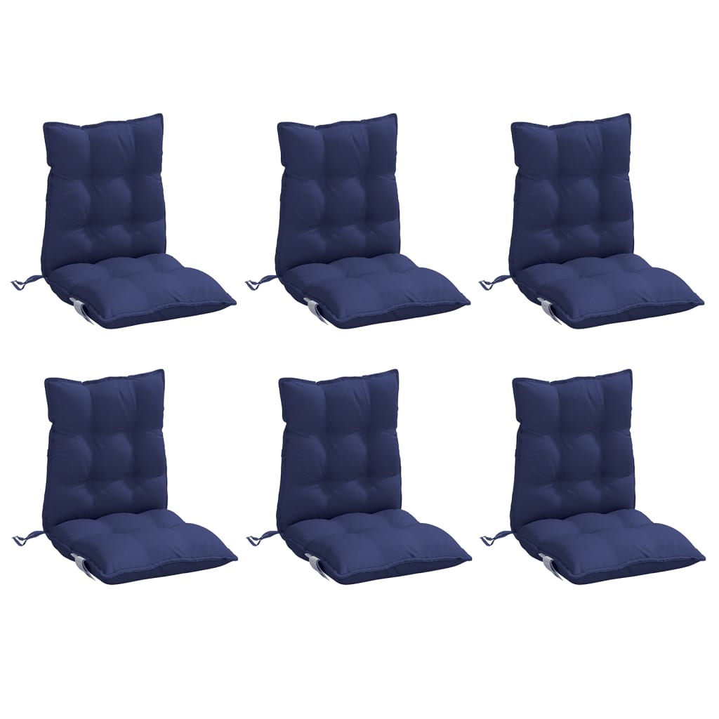 vidaXL Cojines para silla respaldo bajo 6 uds tela Oxford azul marino