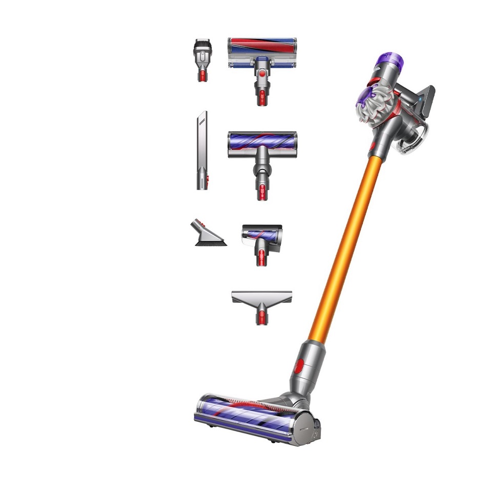 Aspiradora sin cables Dyson V8™ Absolute (Plata/Amarillo) Aspiradora sin cable compacta y potente.  Desenreda automáticamente el pelo. Para todos los suelos.