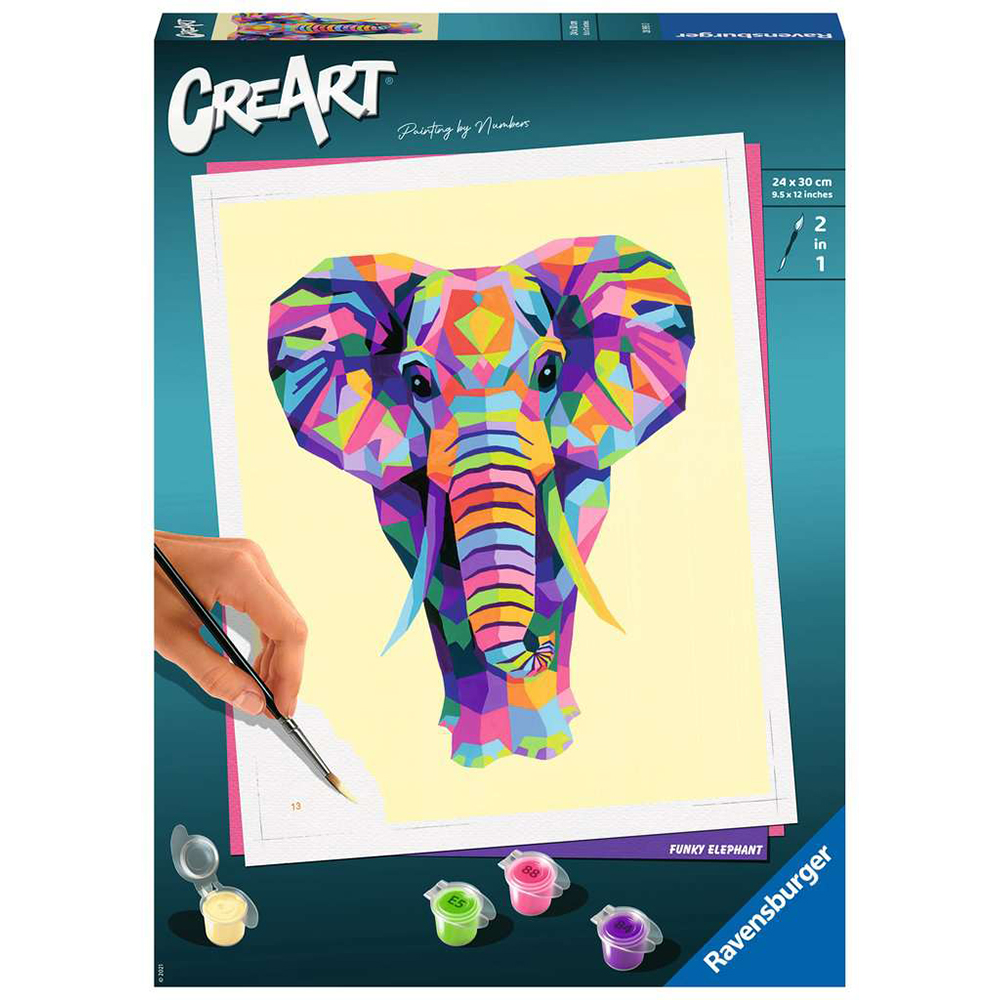 RAVENSBURGER CREART KIT PINTURA ELEFANTE FUNKY, 28995, TIENDA CON LICENCIA OFICIAL