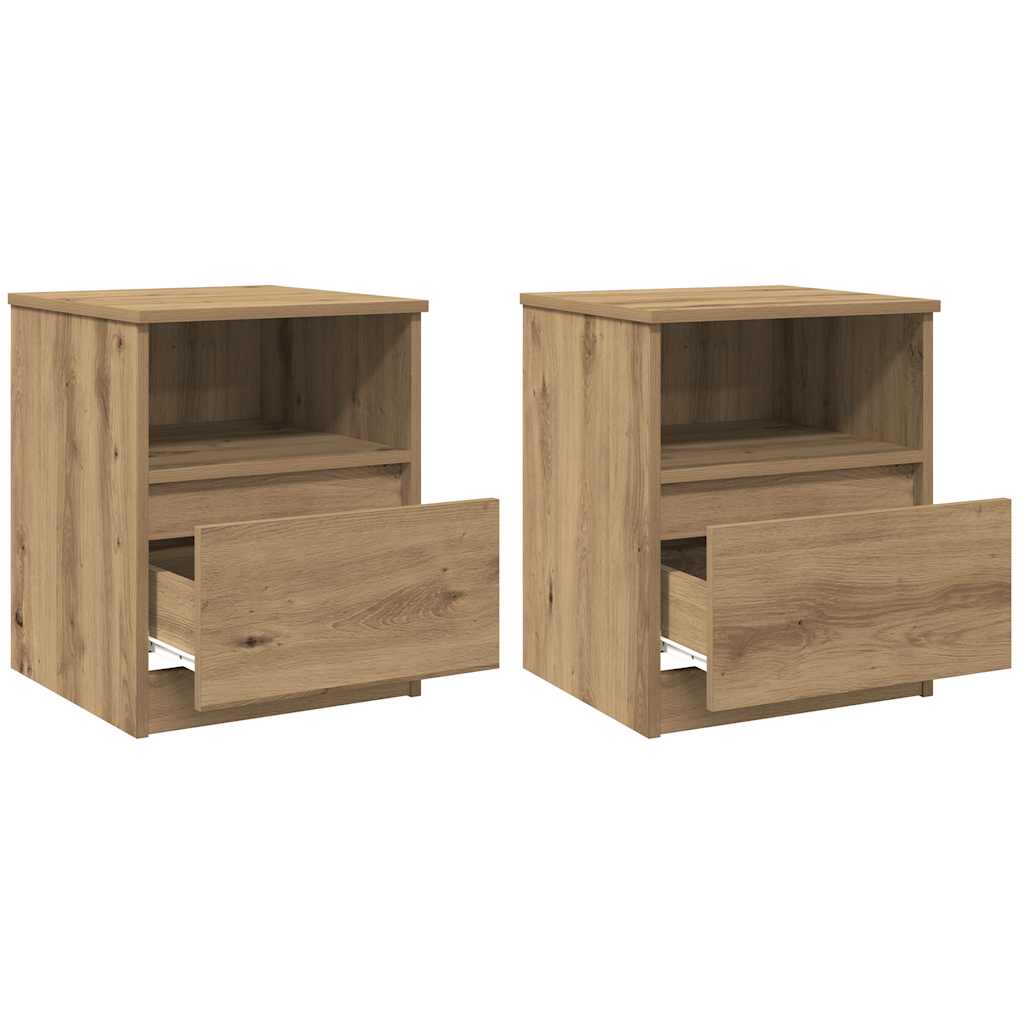 vidaXL Mesitas noche 2 uds madera ingeniería roble artisan 40x40x50 cm