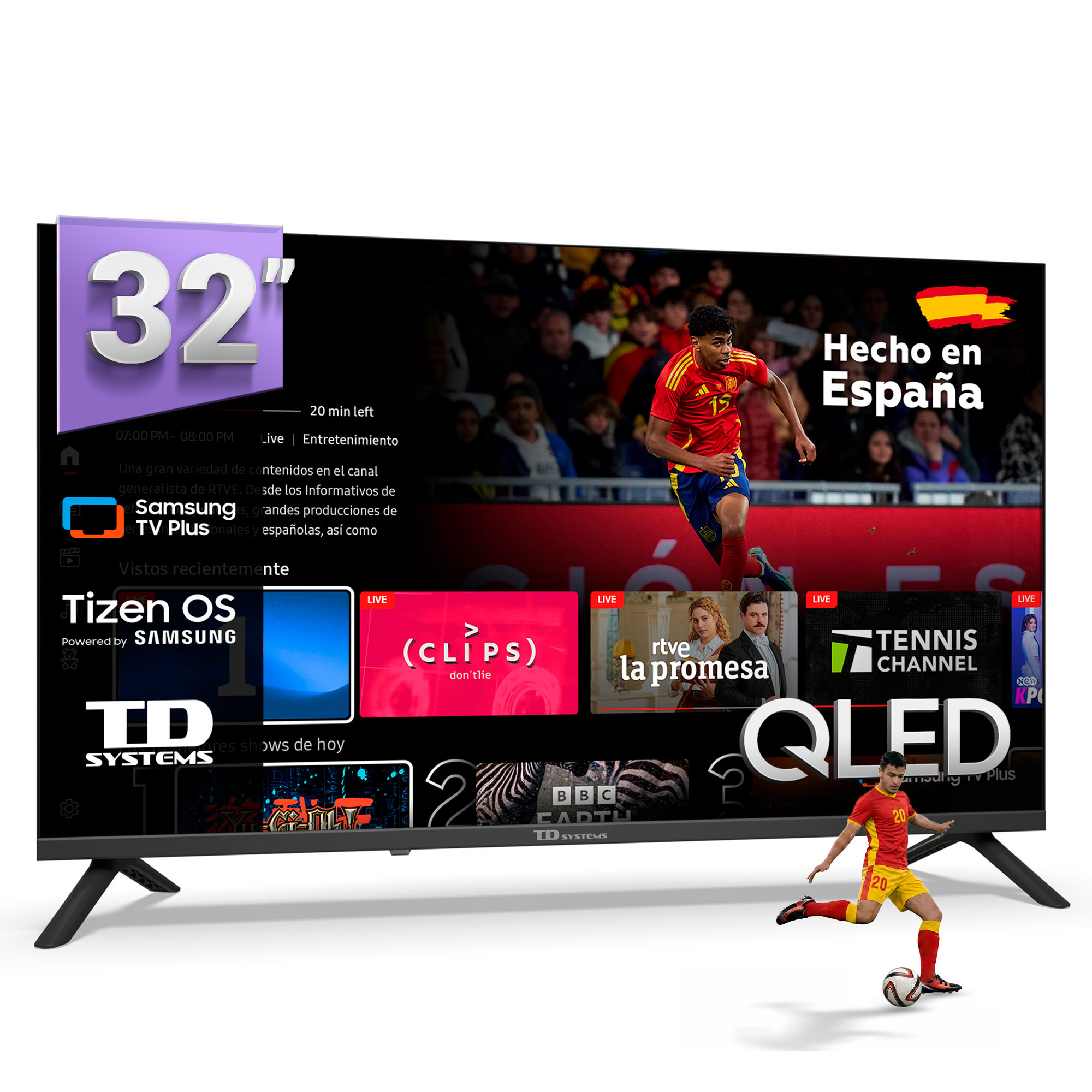 TD Systems - Smart TV 32 pulgadas Qled Tizen OS 8.0. Triple Tuner (DVB-T2/C/S2). Televisores con Gaming Hub. Televisión del 2026 - K32QC22TIZEN