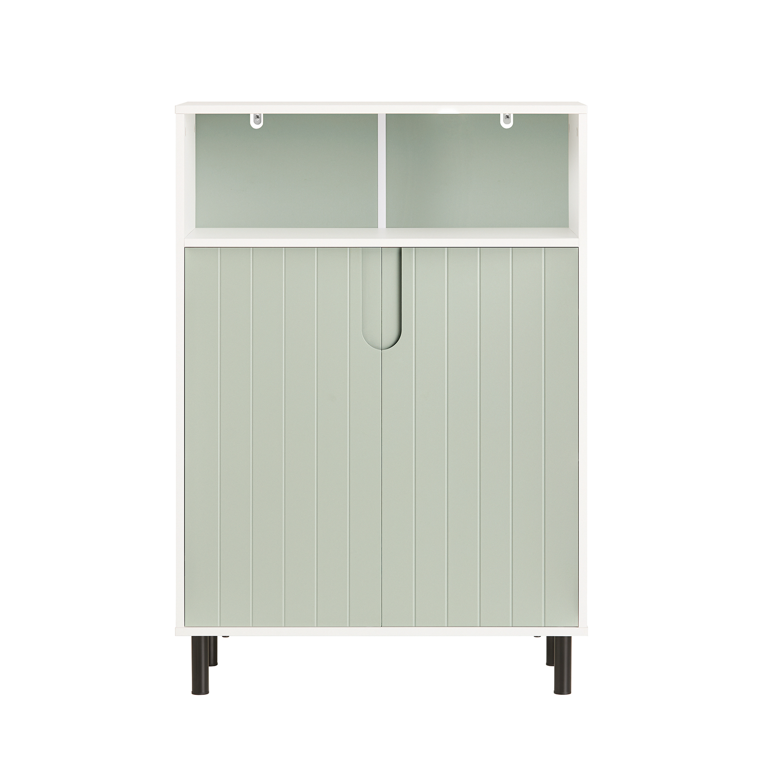 SoBuy BZR138-GR Armario de Suelo para baño Mueble Multifuncional para Baño con 2 Puertas y 1 Compartimentos 60 x 30 x 87 cm Verde y Blanco ES