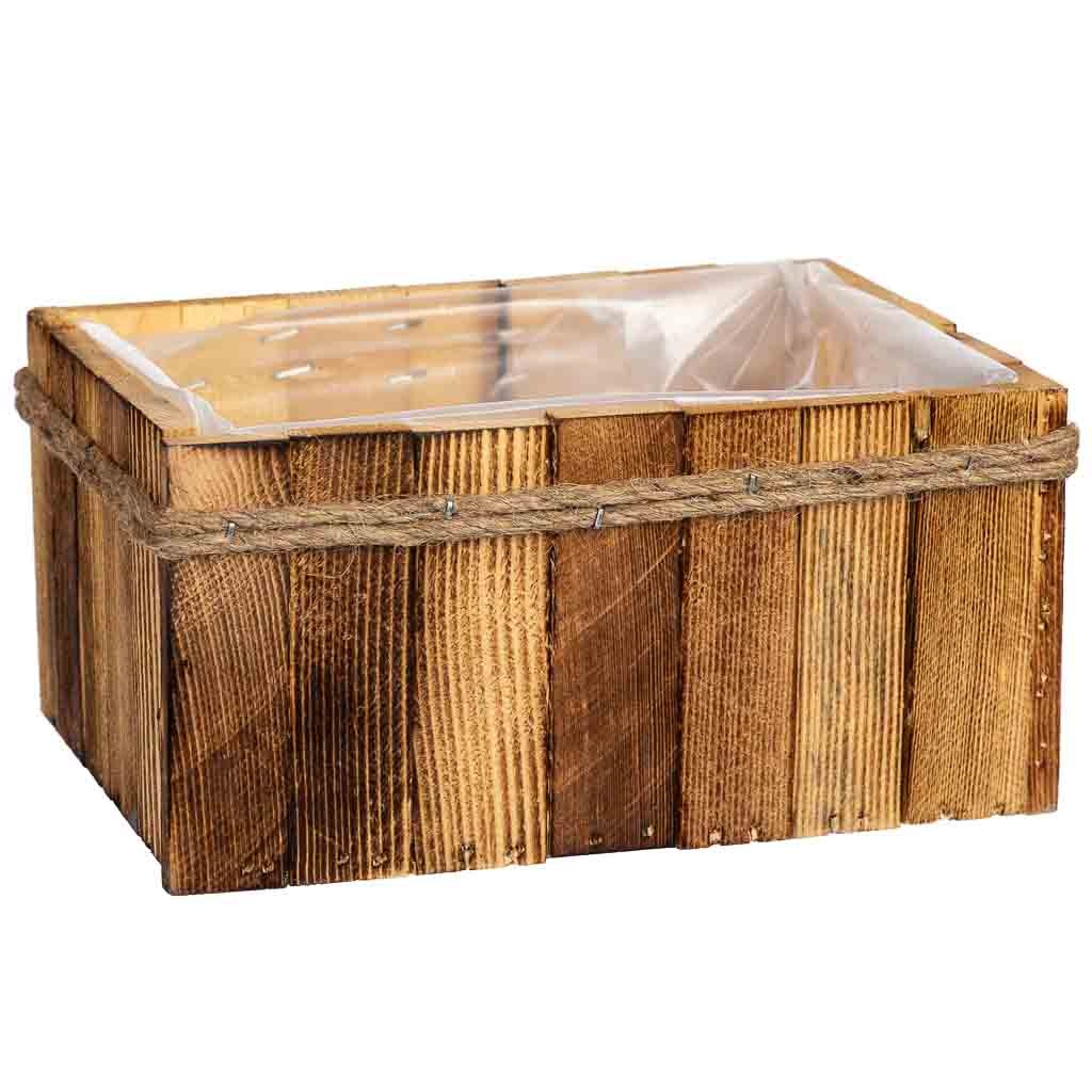 Wonderlust Deco - Cesto rectangular de madera 21x15x10h cm Natural oscuro 21x15x10h cm