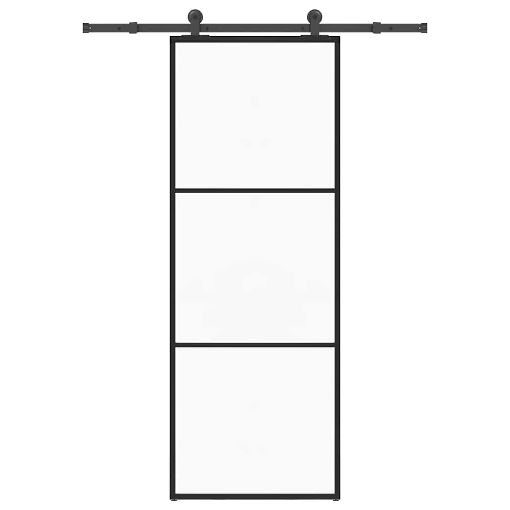 vidaXL Puerta corredera con set herrajes vidrio ESG aluminio 76x205 cm