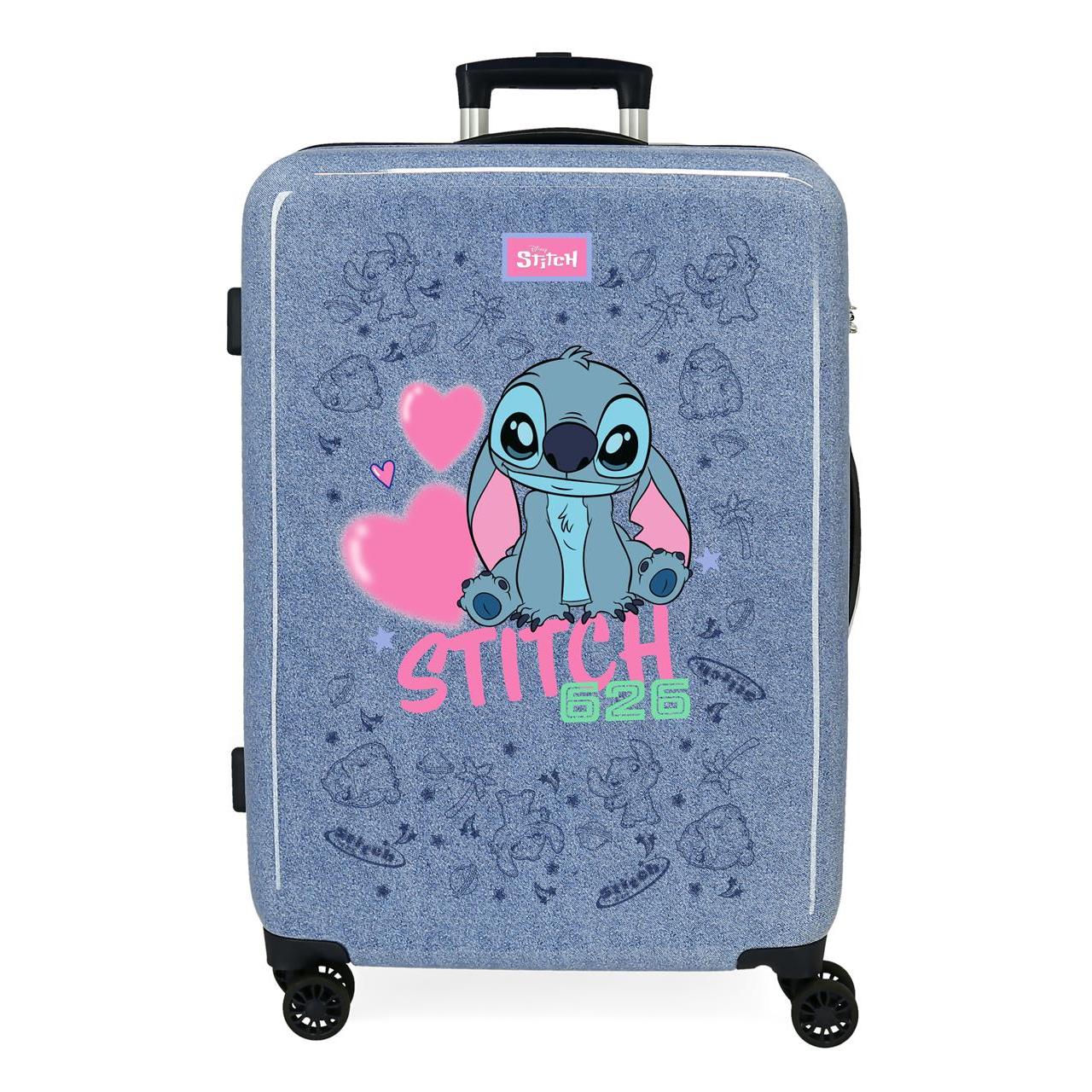 Maleta mediana Disney Stitch hearts denim 65x46x23cm