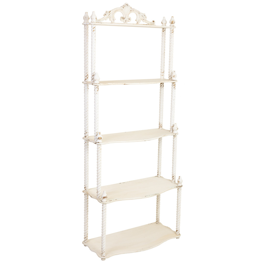 Wonderlust Deco - Estanteria de madera 5 baldas envejecido 78,5x39,5x193,5h cm Blanco 78.5x39.5x193.5h cm