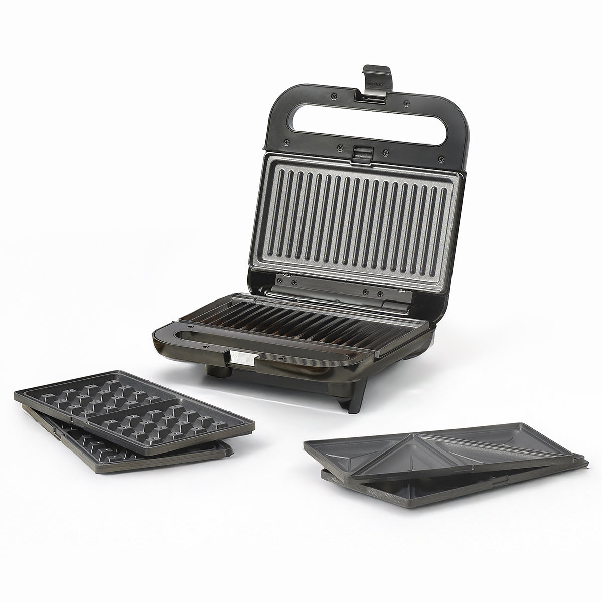 Ufesa - Sandwichera 3 en 1 Robson con placas intercambiables para sándwiches, gofres y parrilladas, potencia 850 W, revestimiento antiadherente y protección contra sobrecalentamiento