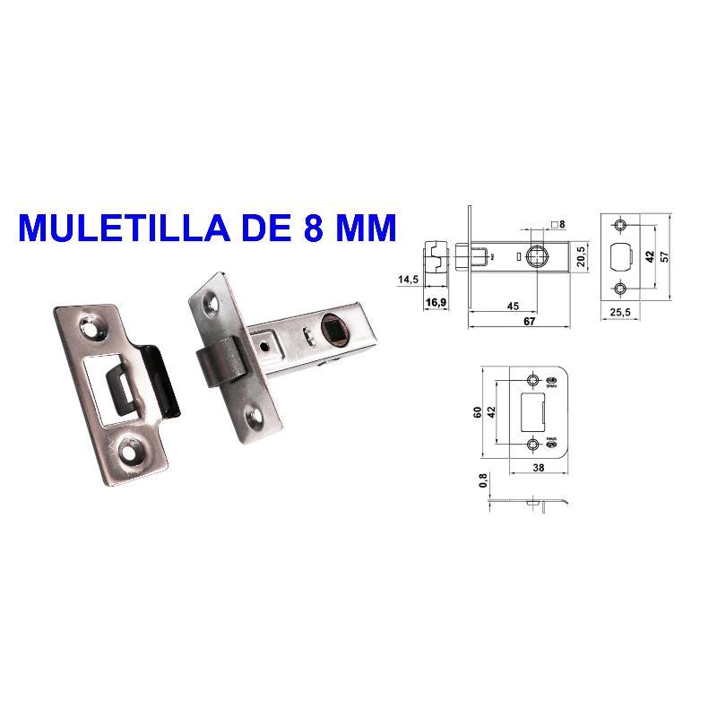 Avl picaportes 800 - 6 de 45 frente cromo (caja 20 unidades)