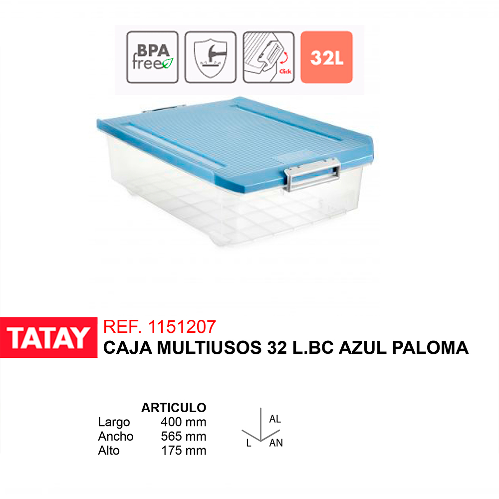 Caja Multiusos Bajo Cama 32L.Azul