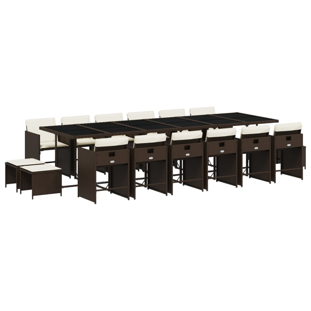 vidaXL Set de muebles jardín 17 pzas y cojines ratán sintético marrón