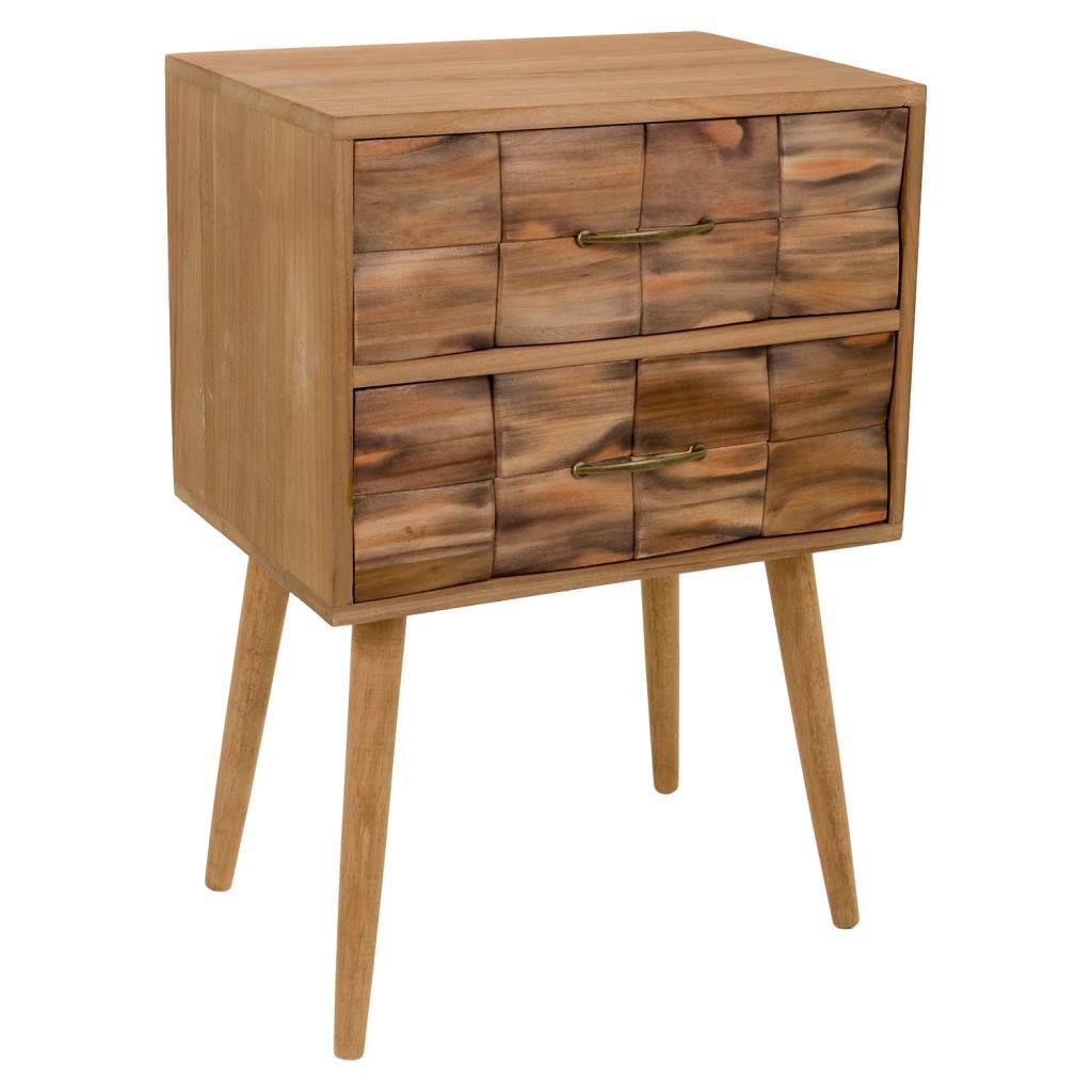 Mesita De Noche De Madera De 2 Cajones 73x50x38cm, El mejor complemento para tu hogar