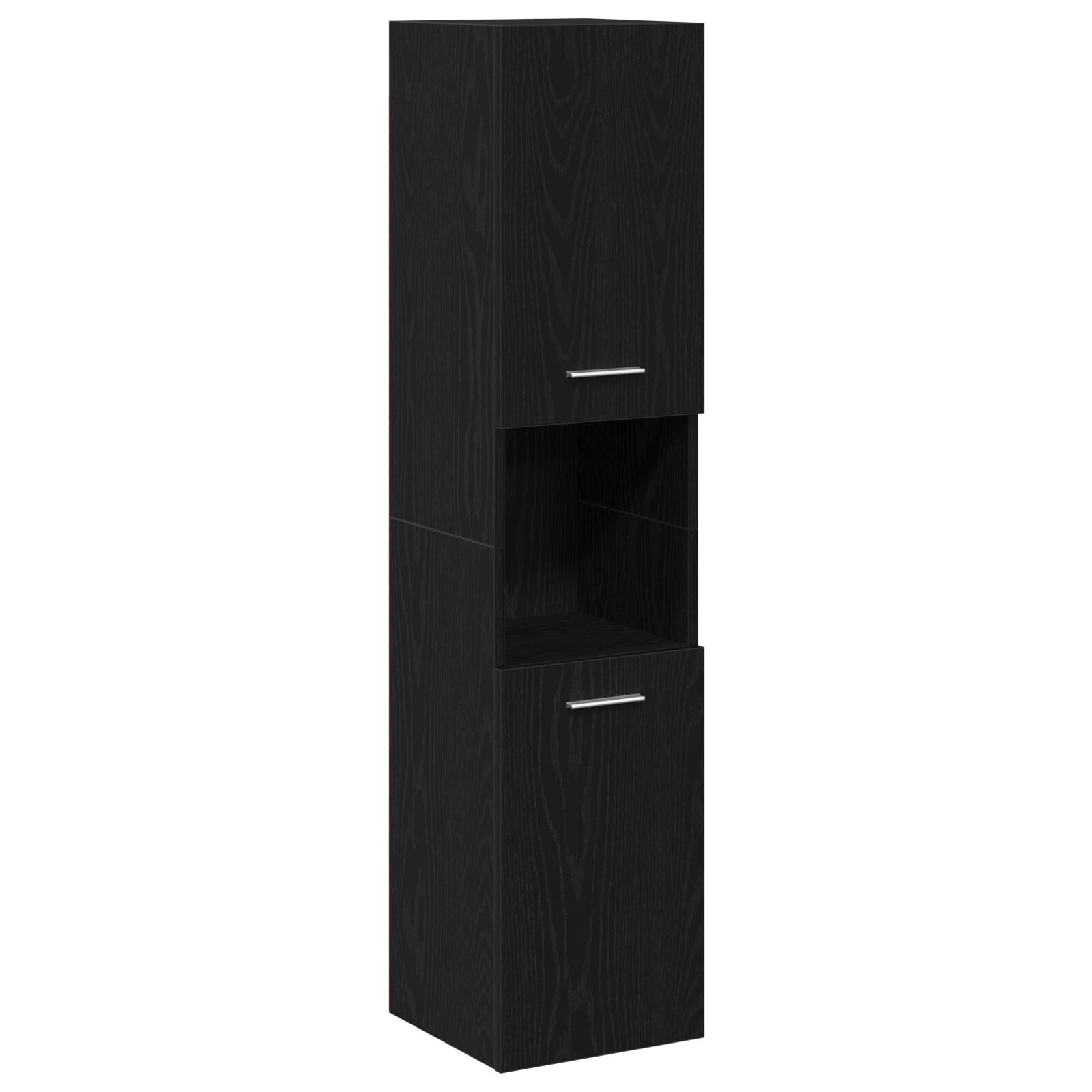 Gabinete de baño de pared vidaXL negro y roble de 30x30x130 cm, de madera compuesta