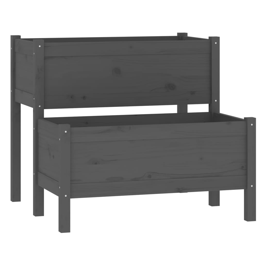 vidaXL Jardinera madera maciza de pino 84,5x84x75 cm Color Natural,  Blanco,  Gris y mas