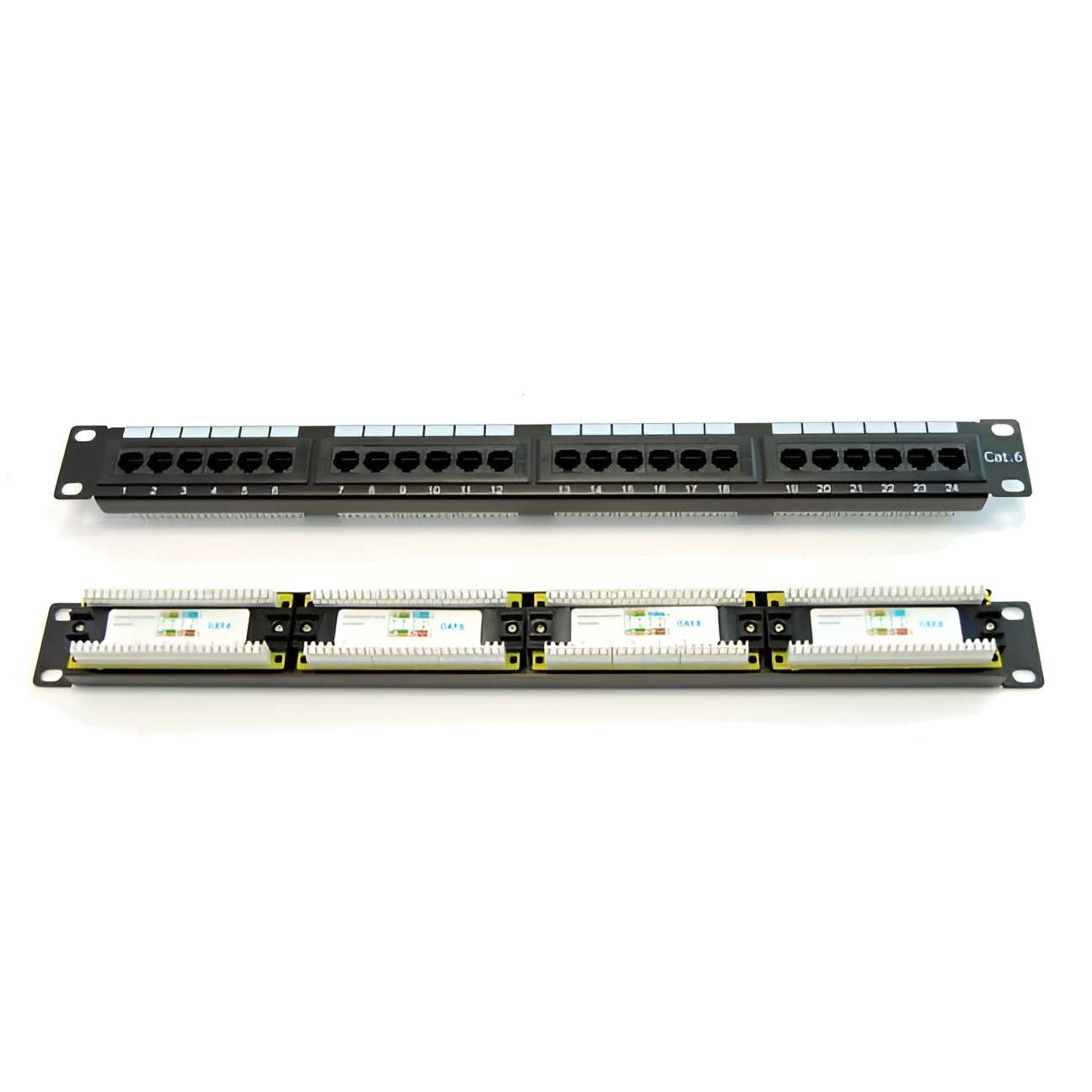 Patch Panel Powergreen 24 Puertos Cat 6 FTP RJ45 para Gabinete Estándar de 19