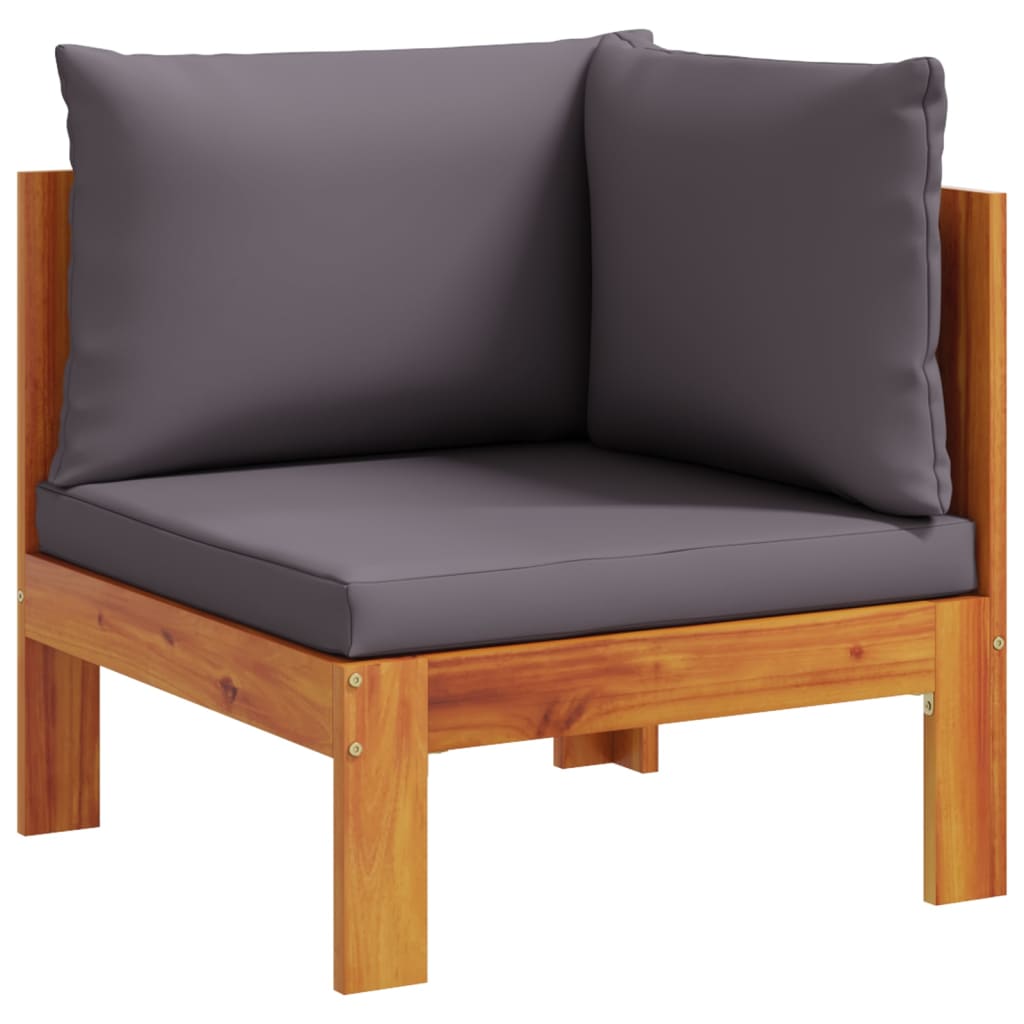 Vidaxl Sofá de Jardín de Esquina con Cojines Madera Maciza de Acacia Crema Gris Oscuro