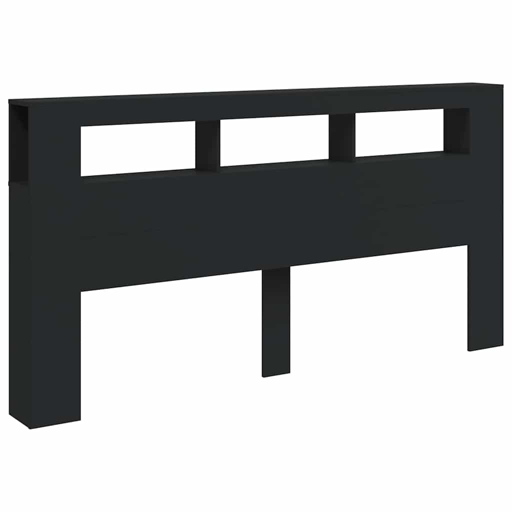 vidaXL Cabecero con LED madera de ingeniería negro 200x18,5x103,5 cm