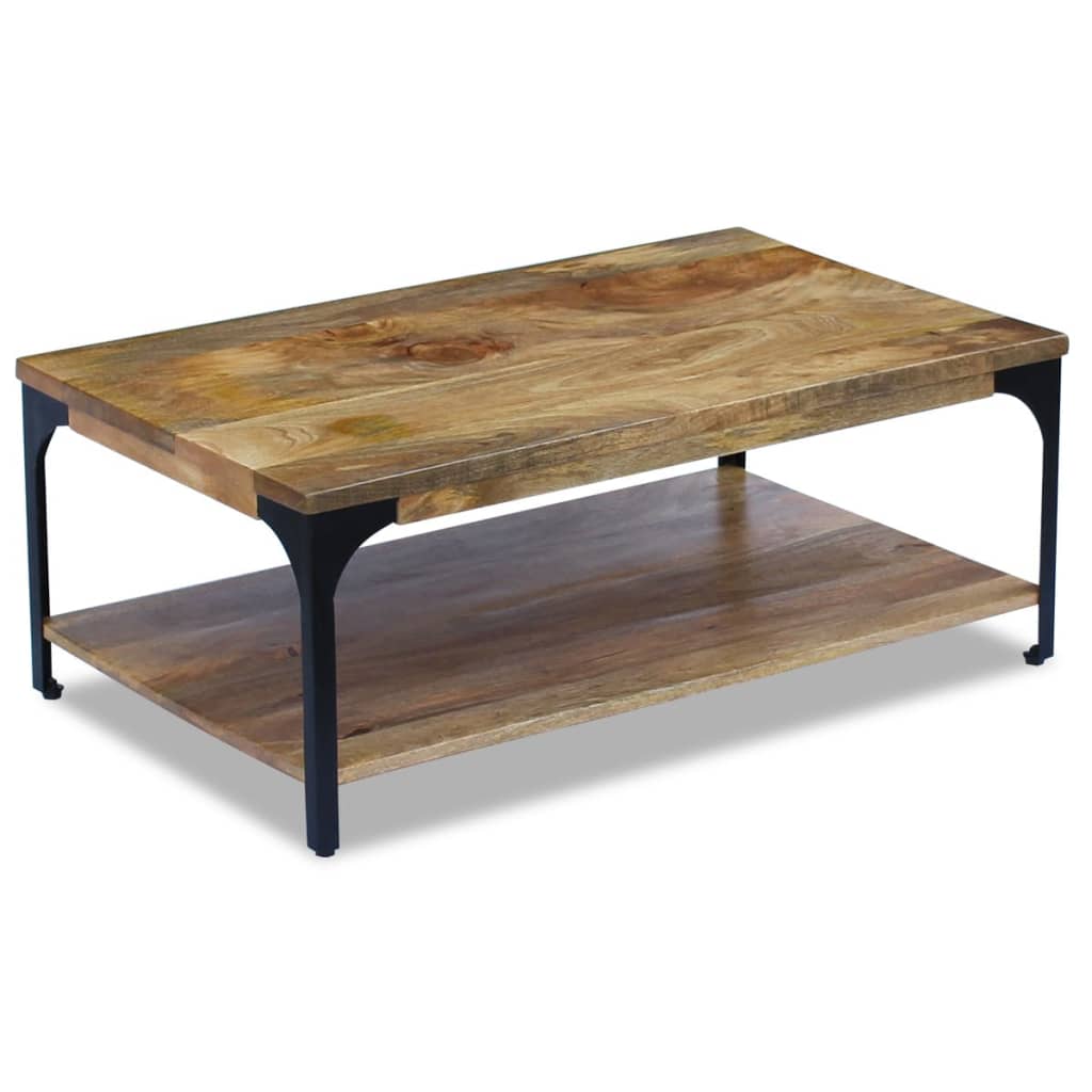 Vidaxl Mesa de Centro con Estante 100x60x35 Cm Madera Maciza Reciclada