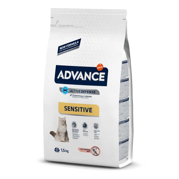 Advance - Advance Sensitive para Gato Adulto con Salmón y Arroz, 1,5kg, 3kg, Pienso seco para Gatos