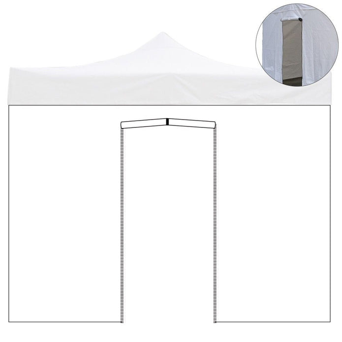 Cubierta lateral impermeable blanca de 6x2mt con puerta enrollable para cenador plegable de 3x6mt