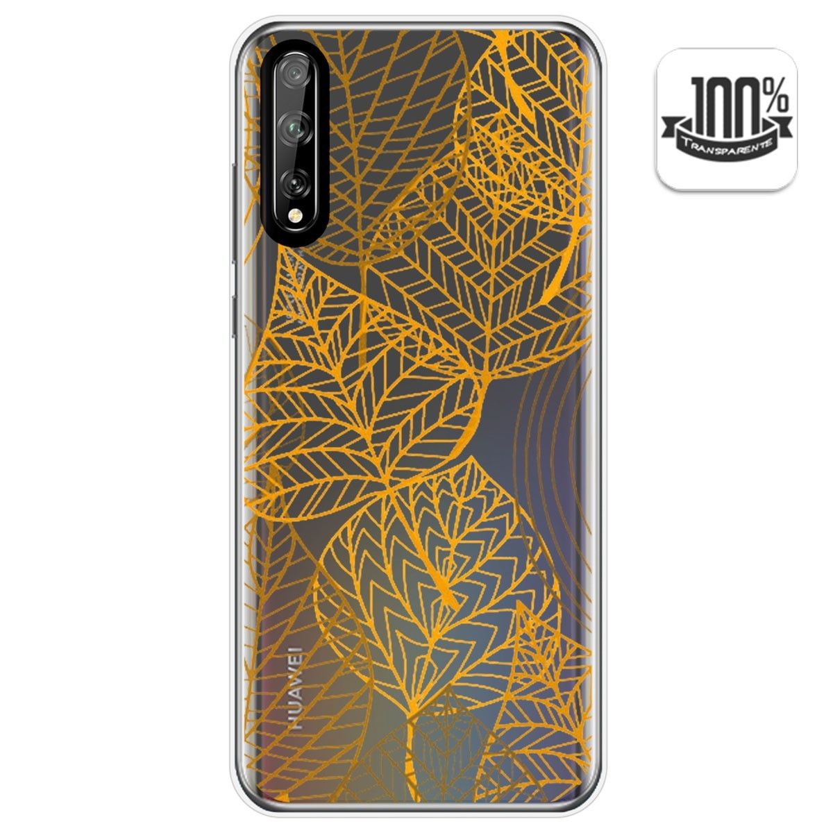 Tumundosmartphone Funda Gel Transparente para Huawei P Smart S / Y8p diseño Hojas Dibujos