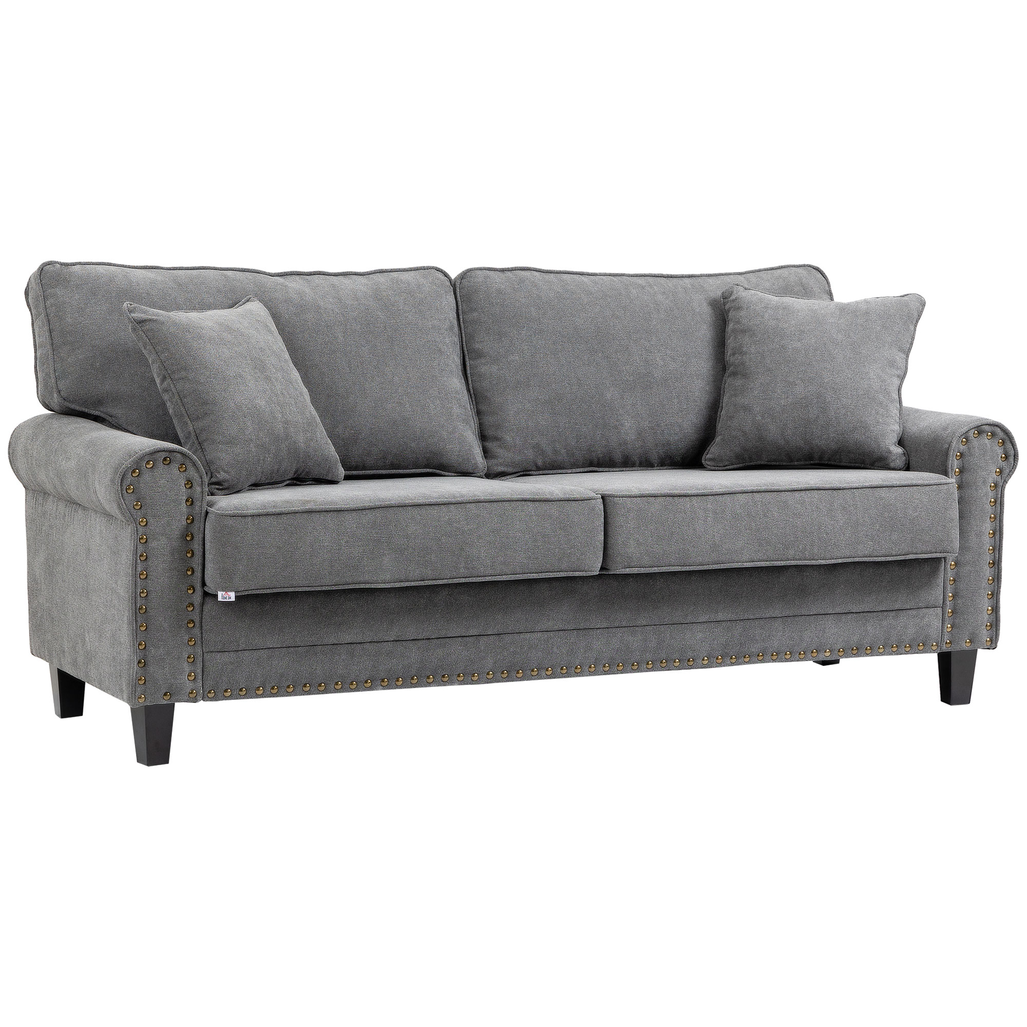 Sofá cama de tres plazas plegable con reposabrazos y cojines extraíbles  tapizado gris Homcom