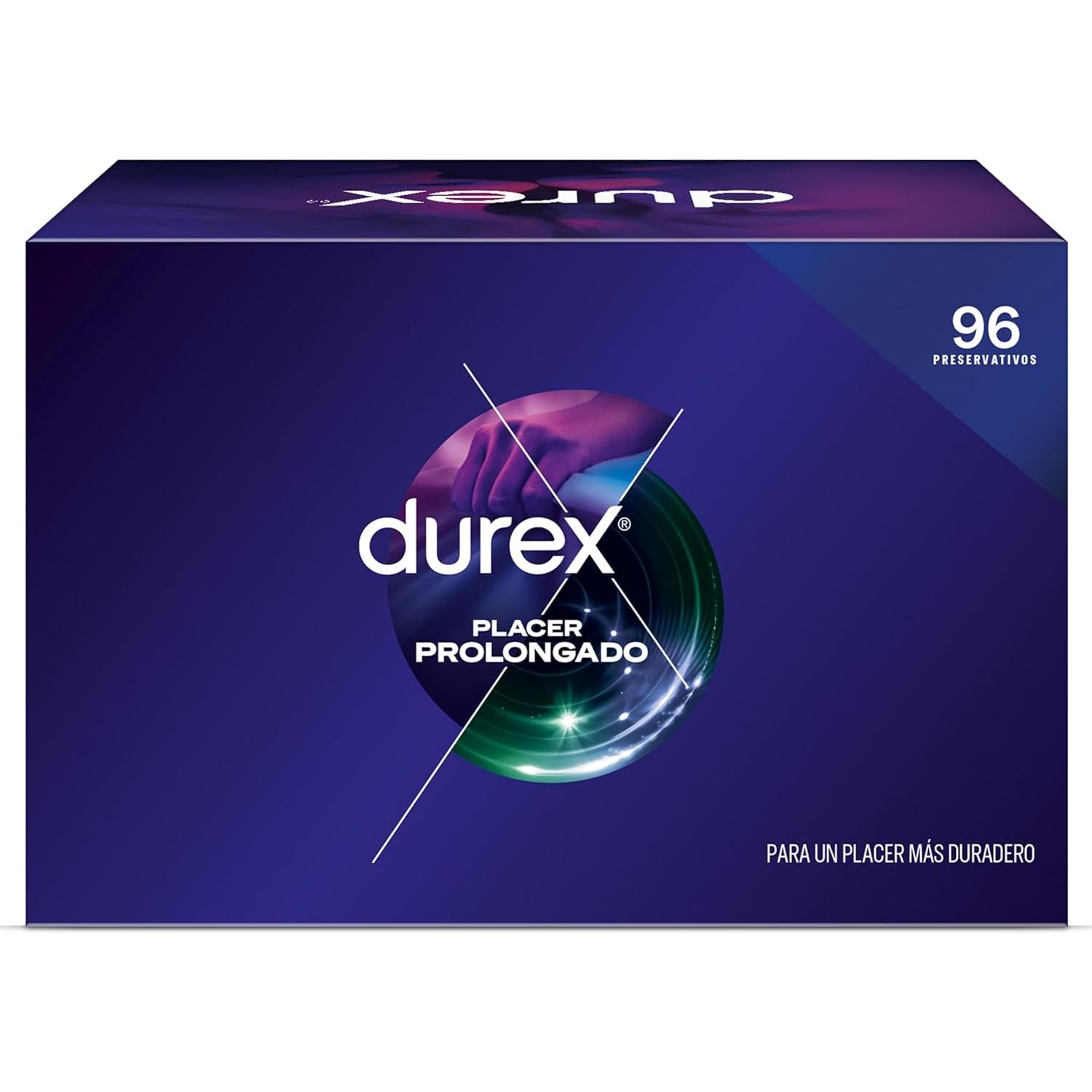 Durex - Durex - Condones Placer Prolongado, Pack de 96 Preservativos para Sexo Seguro. Perímetro Regular, Grosor Medio. 8 Cajitas