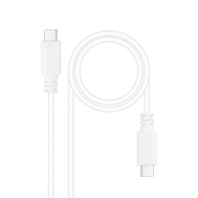 Nanocable - Cable USB 2.0 3A, tipo USB-C/M-USB-C/M, Blanco, 1 m 10.01.2301-W