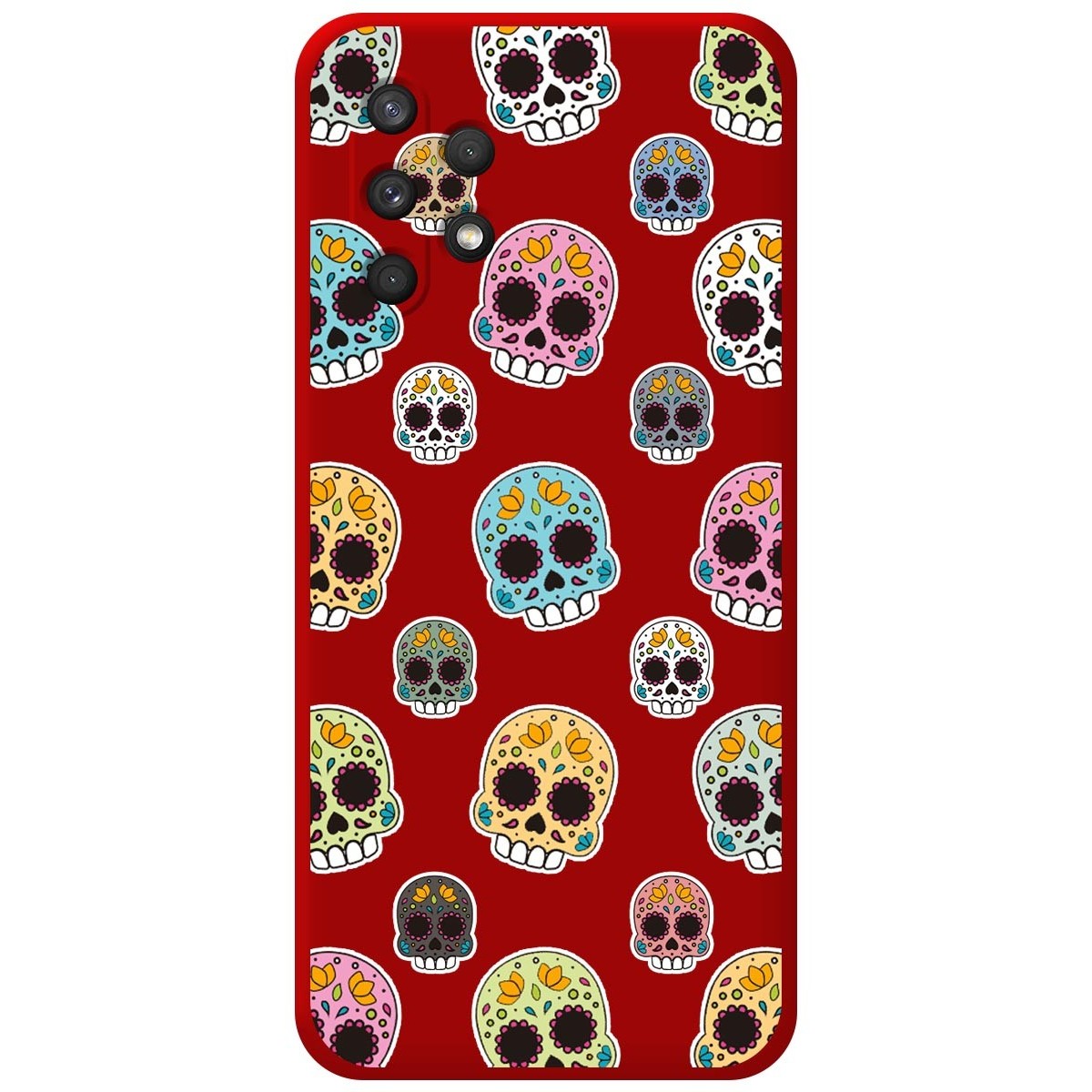 Tumundosmartphone Funda Silicona Líquida Roja para Samsung Galaxy A32 4G diseño Catrina Dibujos