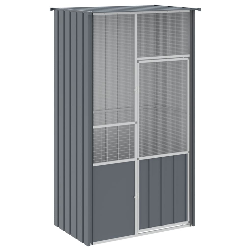 vidaXL Jaula de Pájaros Pajarera Casa de Aves de Exterior Acero Galvanizado Color Gris,  Antracita, y mas