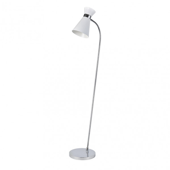 Pie salon petra 1xe27 blanco/cromo 139x39x25 cm orientable