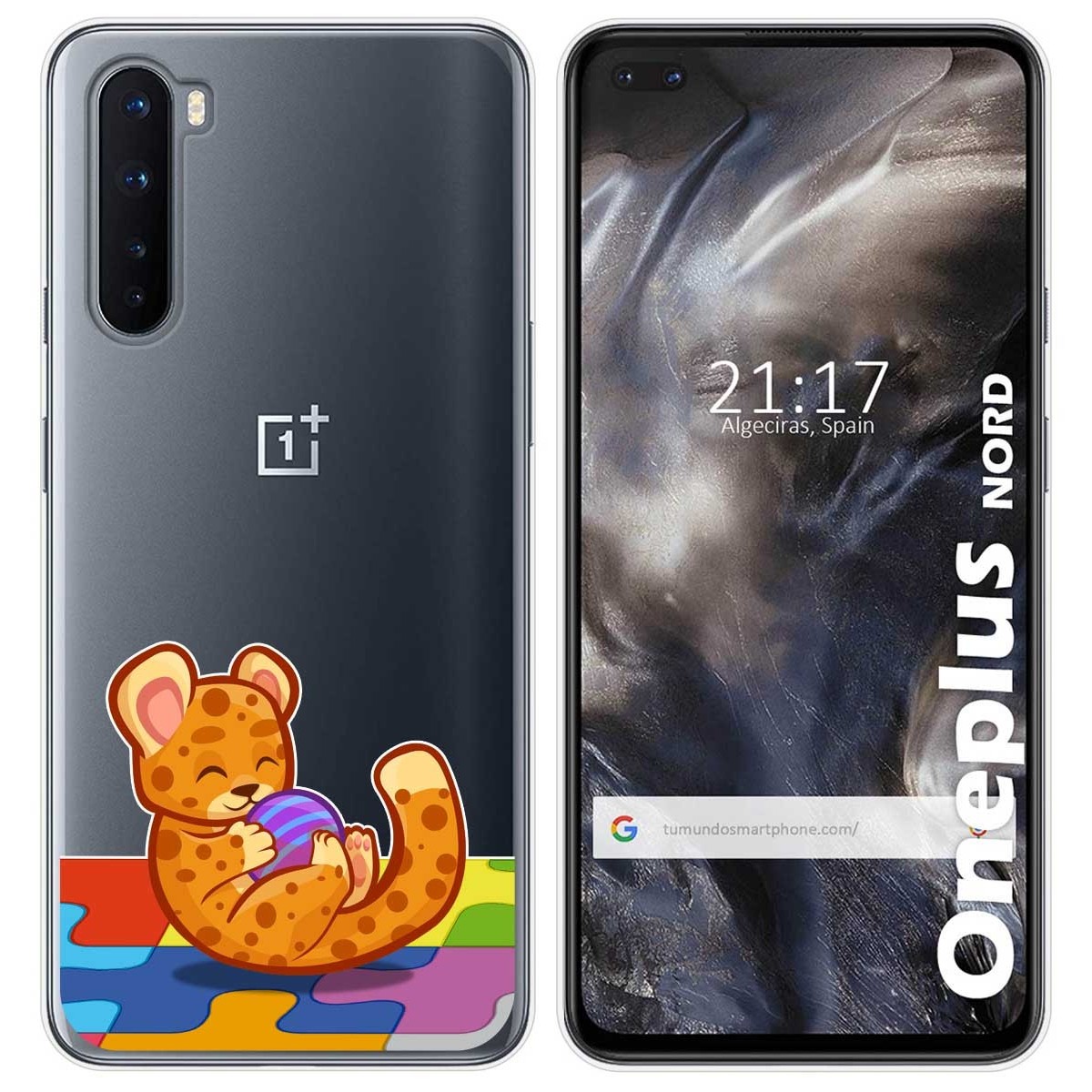Tumundosmartphone Funda Gel Transparente para OnePlus Nord diseño Leopardo Dibujos