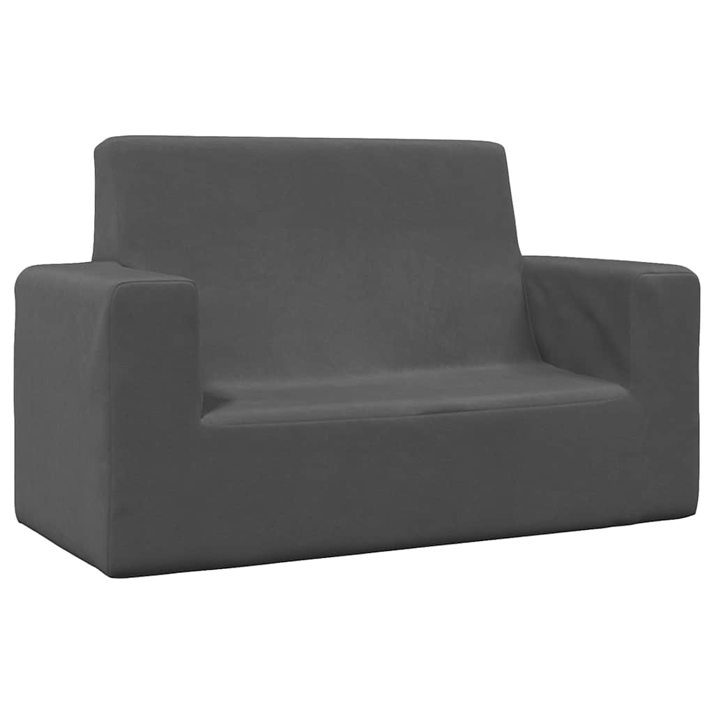 vidaXL Sofá infantil de 2 plazas gris claro con estrellas felpa suave en color Gris claro y blanco/Rosa/Antracita y más