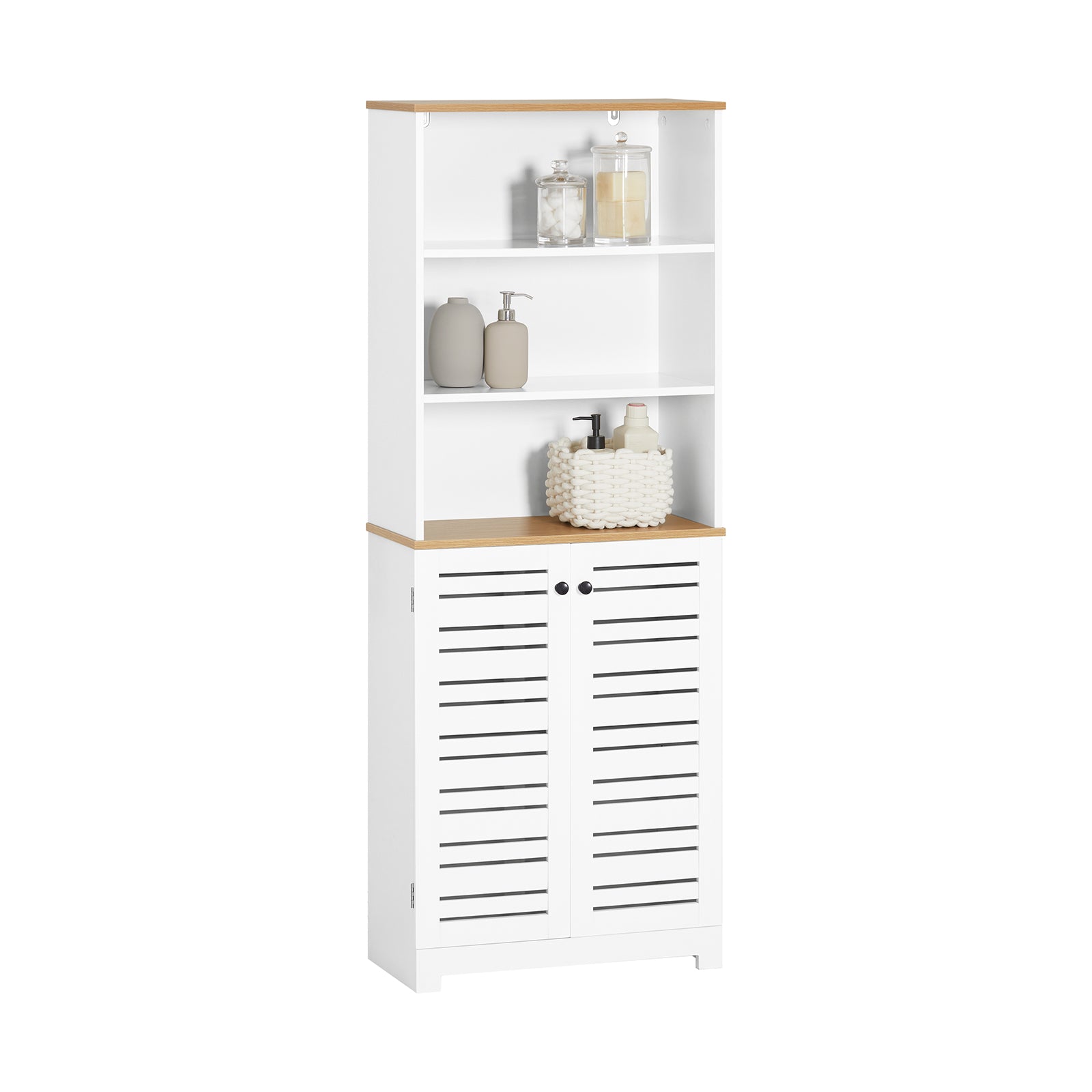 SoBuy BZR44-W Mueble Columna de baño Armario para baño con 5 Estantes Estanterías de baño Blanco Medidas: 60x30x160cm, ES