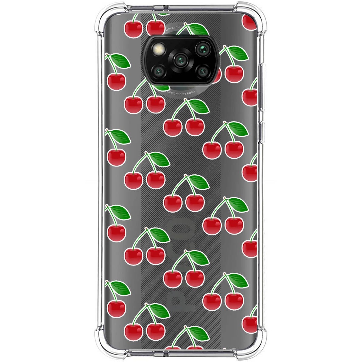 Tumundosmartphone Funda Silicona Antigolpes para Xiaomi POCO X3 NFC / X3 Pro diseño Cerezas Dibujos