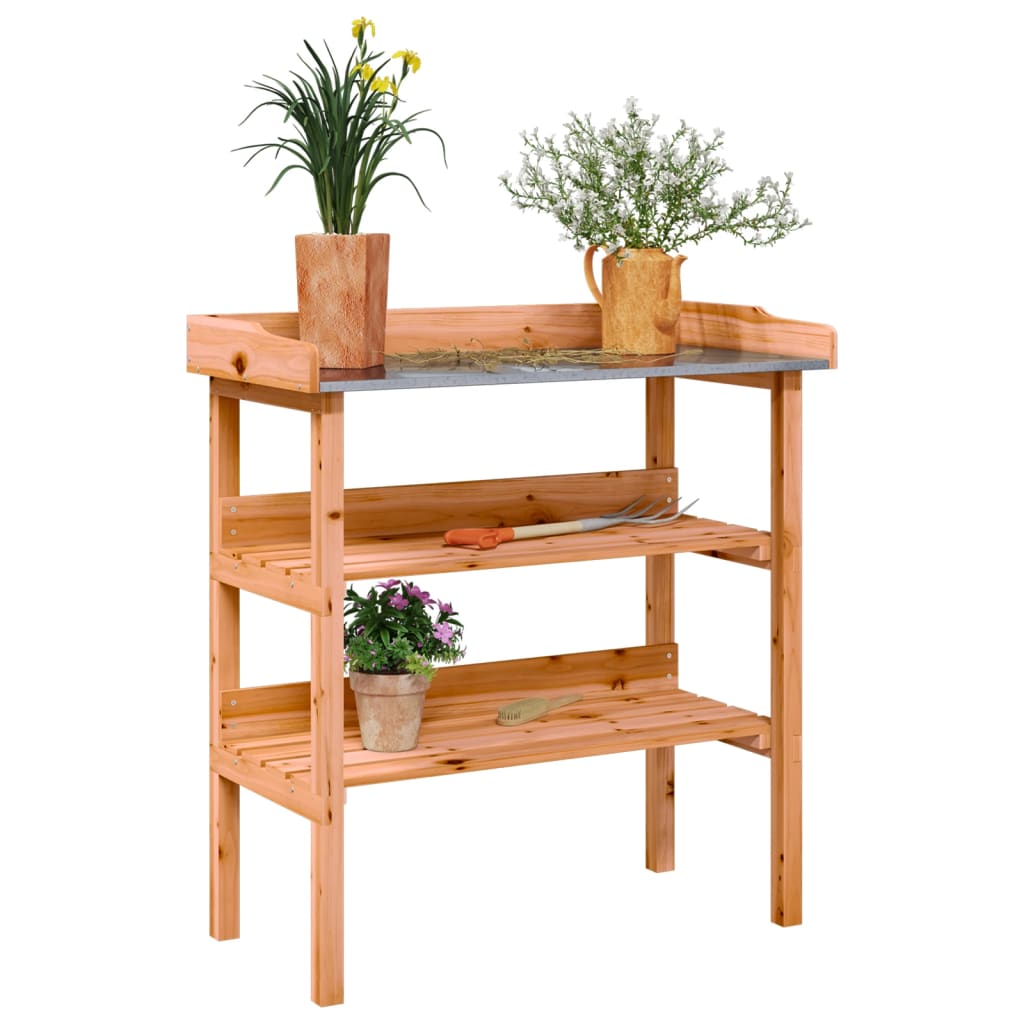 vidaXL Mesa para Plantas con Estantes Soporte Flores Mesita Madera de Abeto Color Gris,  Marrón,  Natural y mas