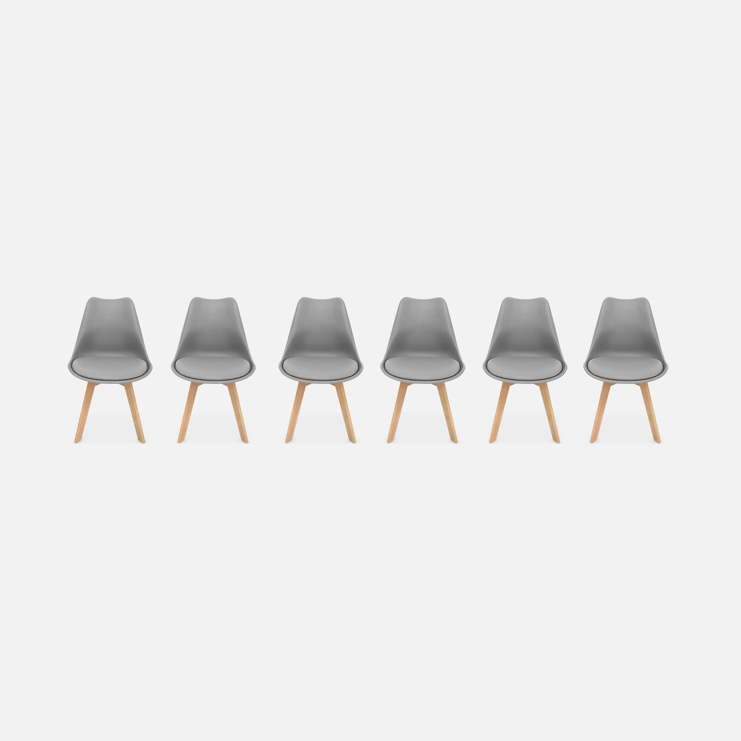 sweeek - Silla escandinava con patas de madera de haya, set de 6 , Nils , 47x55x81