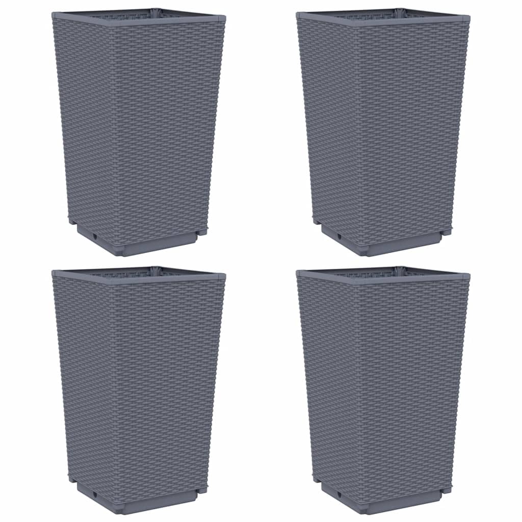 vidaXL Jardineras 4 unidades PP 32,5x32,5x57 cm Color Gris,  Gris claro,  Negro y mas